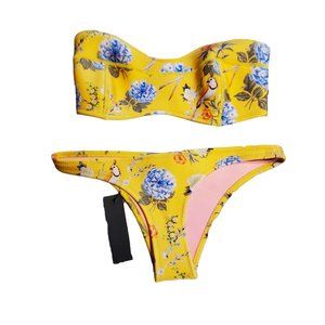 Triangl Bikini NWT NWOT swimsuit womens top S ++ D DD Bottoms M Neoprene yellow